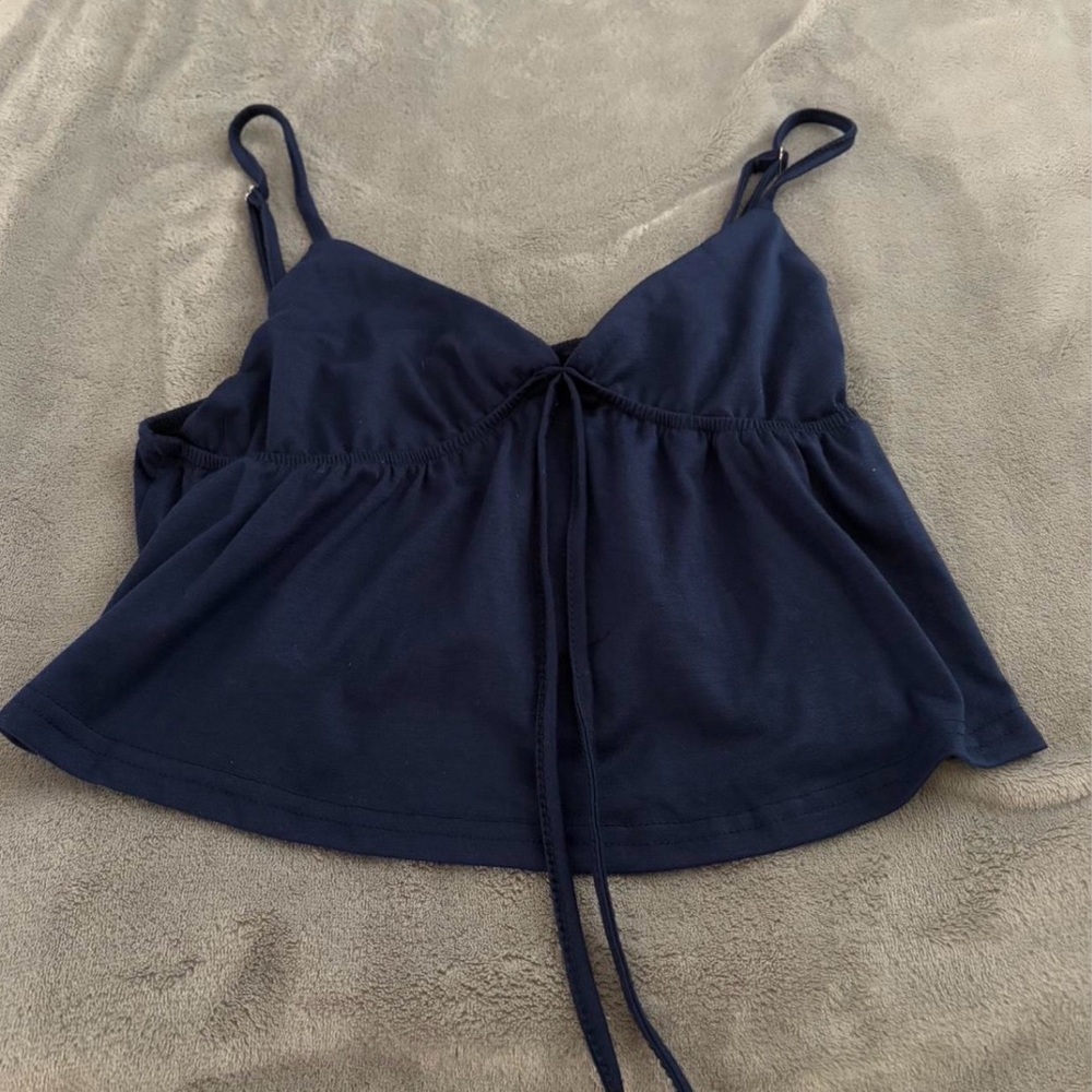 Target Navy Tie-Front Spaghetti Strap Tank